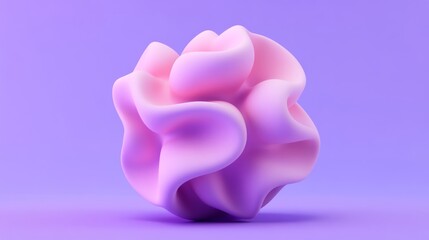 This is a 3D rendering of an abstract ball based on organic, smooth, soft, curved, wavy, round bioforms in glossy white plastic and matte purple parts on a dark violet AI background.