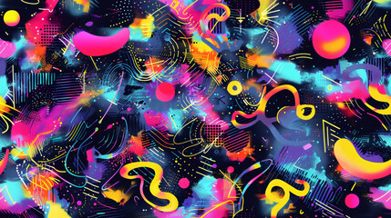 Fototapete - Energetic and vibrant seamless pattern with abstract elements, ideal for infusing modern art into any design project