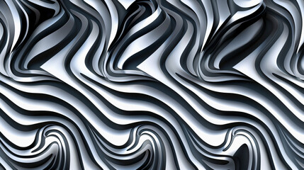 Poster - Flowing and waving black and white striped abstract background