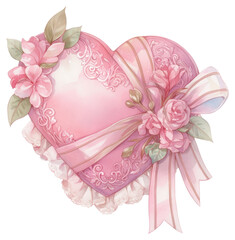 Sticker - Romantic floral heart illustration