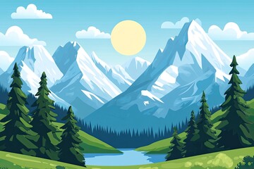 Wall Mural - Flat design of ancient ruins landscape background vector illustration