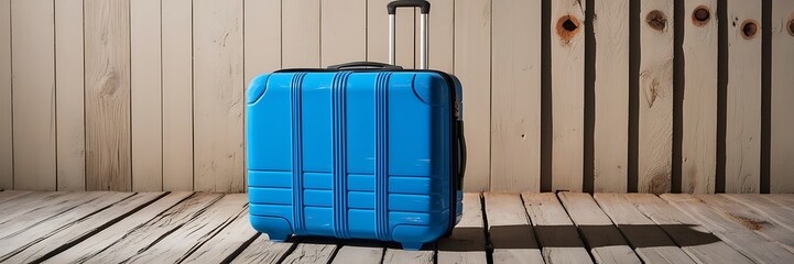 traveler blue holiday journey suitcase vacation baggage trip travel. travel suitcase with bokeh background. Travel concept.