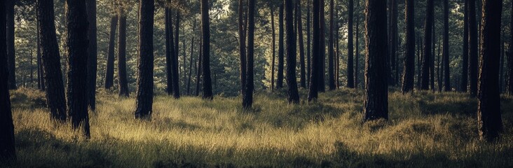 Wall Mural - A panoramic image of the enchanted forest in the spring.