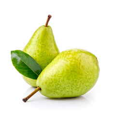 pear with leaf isolated on white background