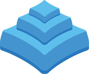 Poster - Abstract blue square shape building upwards, creating a pyramid form, representing concepts such as growth, progress, and stability