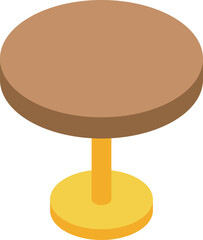 Poster - Round wooden table standing on one leg isometric icon isolated on white background