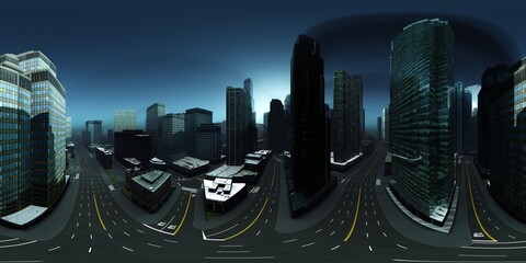 Wall Mural - Panorama of the city. Environment map. HDRI map. equidistant projection. Spherical panorama.
3D rendering