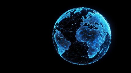 Poster - 3D rendering of global network concept. World map point. Planet Earth in global network.