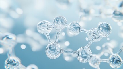 Poster - this is a 3d illustration of a molecule model with a science background.