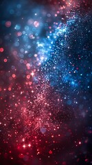 Poster - abstract sparkling red and blue glitter bokeh background, perfect for festive or celebratory designs