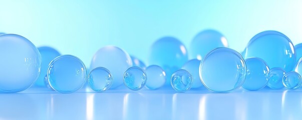 Poster - Background made up of soft glowing blue spheres and bubbles. A metaphor for biotechnology that is clean and pure.