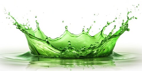 Poster - Green liquid splash on a white background, liquid, splash, green, vibrant, colorful, dynamic, motion, fluid
