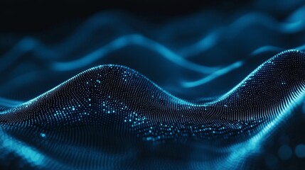 Poster - Design digital technology concept with abstract futuristic polygonal shapes on dark blue background.