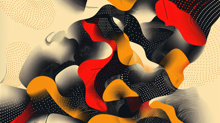 Aufkleber - Vintage color scheme and flowing shapes create a sense of movement and energy in this abstract background