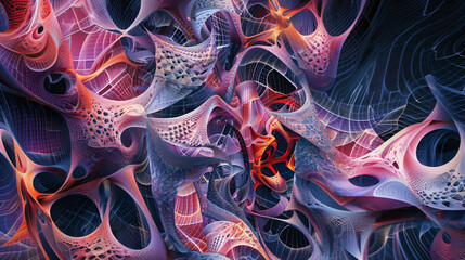 Poster - Intricate and colorful abstract design evoking a complex organic structure