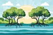 © Barra Fire - Flat design of mangrove landscape background vector illustration