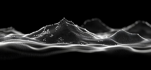 Poster - a concept of big data. blockchain 3d illustration. information waves and the global database. neural