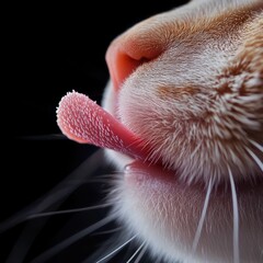 Canvas Print - Extreme close-up of a cat's tongue, with the tongue extended and clearly showing the rough texture and barbs, high resolution, sharp focus