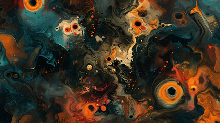 Poster - Captivating abstract painting with a dynamic mix of vivid colors and fluid forms that evoke a feeling of depth and motion