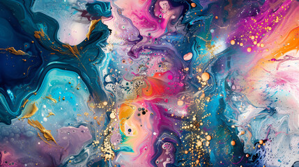 Aufkleber - Vibrant and abstract image with a cosmic burst of colorful paint