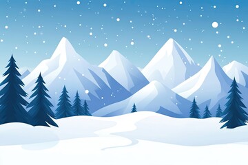 Wall Mural - Flat design of snow-covered mountains landscape background vector illustration