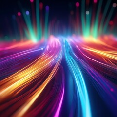 Wall Mural - Glowing fiber optic cables texture with vibrant colors and high-tech feel.