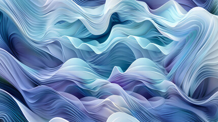Poster - Organic wavy pattern with depth of field in blue and purple tones, creating an abstract background