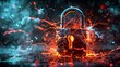 © Masque - A dramatic illustration of email security breach represented by a broken padlock.