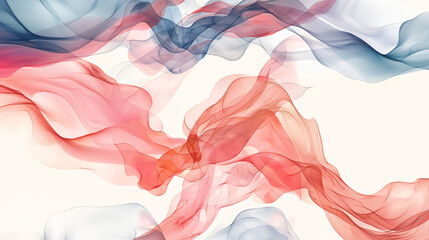 Poster - Red and blue transparent waves flowing on a white abstract background