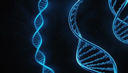 A CloseUp of a Blue DNA Double Helix with a Bokeh Background 21