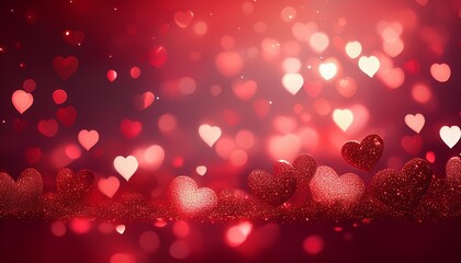 Wall Mural - shimmering red glitter bokeh lights on abstract valentine background festive aigenerated artwork