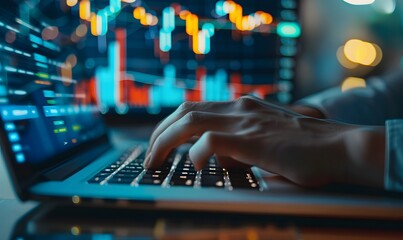 Poster - Laptop User Analyzing Financial Data