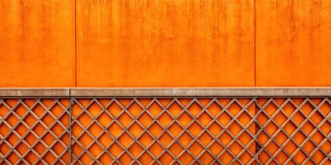 Fototapete - Orange geometric background with a reinforced concrete fence fragment, orange, geometric, background, texture, abstract
