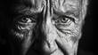 © Arti - Black and white photo of an old man crying, deep wrinkles and tears, close-up shot, high contrast