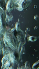 Poster - Close up of bubbles of air underwater on a black background. Stock footage. Boiling water macro view.
