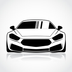 Wall Mural - sport car front simple black white illustration