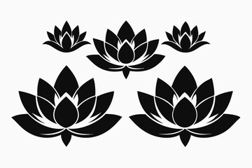 Wall Mural - Lotus flowers icon set in flat style