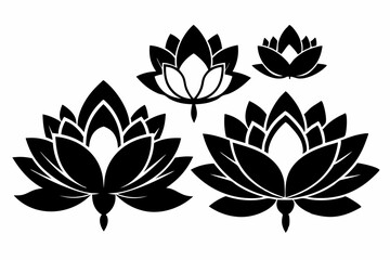 Wall Mural - Beautiful fresh lotus flower silhouette black colour vector