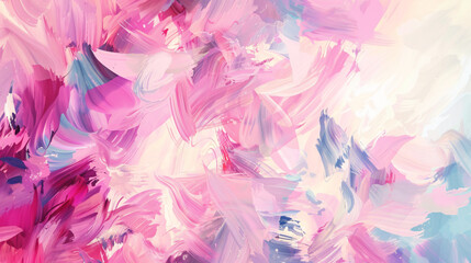 Poster - Vibrant abstract painting featuring dynamic brushstrokes of pink and purple hues
