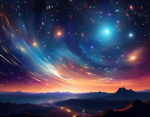 Poster - Starry cosmos panorama Vast starfield expanse. infinite universe Celestial wonder Astronomical beauty