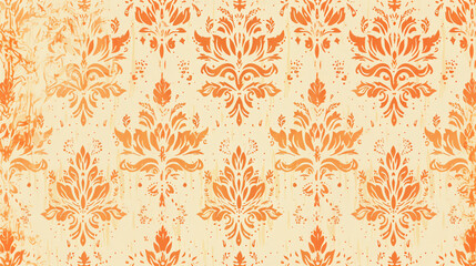 Wall Mural - Vintage wallpaper effect created by seamless damask pattern on textured background