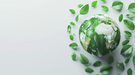 Poster - Symbol of environmental conservation and sustainability: green globe encircled by foliage