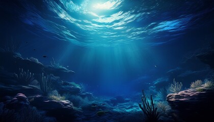 aquatic abyss dark blue ocean depths seen from underwater perspective abstract seascape photo