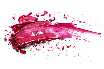 Wall Mural - Vibrant pink paint stroke splatter on a white background, illustrating motion and artistic expression in design