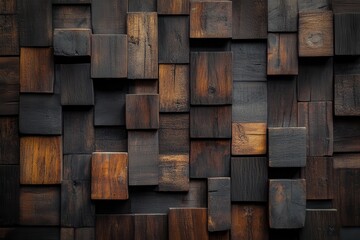 Abstract Natural Wood Background made from Wooden Blocks