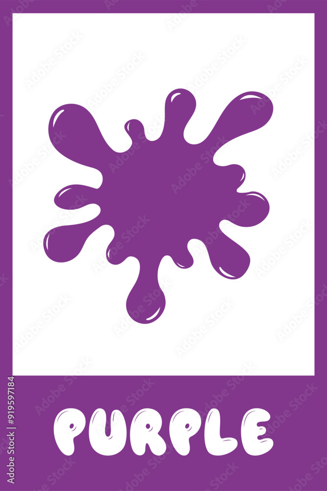 Card with purple color. Learning colors for children. Children's flash ...