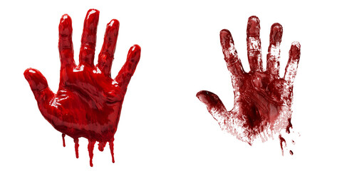 Faux bloody handprint decals for Halloween decoration, isolated on a transparent background