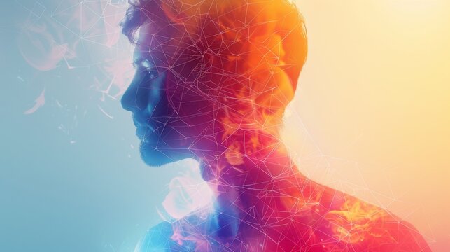 human created intersecting lines and smooth colorful gradient background