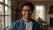 © LIFE LINE - Smiling young African American man in glasses pose in own home apartment. Close up headshot portrait of happy millennial biracial male renter or tenant in spectacles show