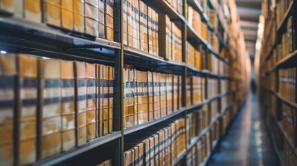 Fototapete - Explore the organization methods used in a well-maintained document archive. Write about cataloging systems, indexing methods, and how proper organization 